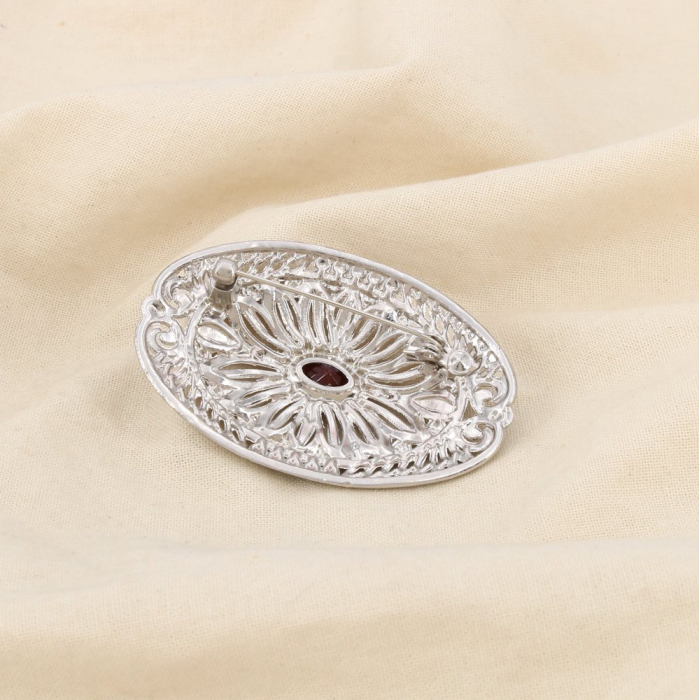 Broche épingle style antique métal strass résine 0526528 bleu foncé