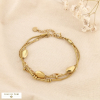 Bracelet triple rang acier inoxydable géométriques 0226515 doré