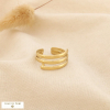 Bague acier inoxydable triple rang ajouré 0426506 doré