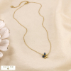Collier acier inoxydable cristal minimaliste fleur 0126556 bleu foncé