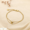 Bracelet double chaîne acier inox cristal fleur 0226546 blanc