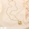 Collier SAUTOIR acier cristal strass martelé cercles 0126558 blanc