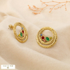 Boucles d'oreilles acier cristal strass martelé rond 0326573 multi