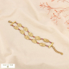 Bracelet double rang acier cristal médaillon martelé 0226529 rouge bordeaux