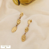 Boucles d'oreilles acier cristal ovales martelés 0326549 doré rose