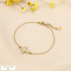 Bracelet croix acier inoxydable nacre strass 0226526 doré