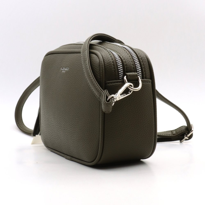 Sac box Flora&Co simili-cuir grainé pompon tassel femme 0922053 kaki