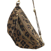 Sac banane en cuir véritable façon daim motif léopard 0926530 taupe