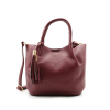 Mini-sac cabas Flora&Co simili-cuir grainé pompon 0926514 rouge bordeaux