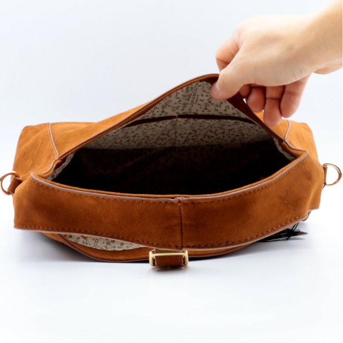 Sac porté épaule Flora&Co simili-cuir daim 0926524 cognac