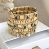 Bracelet élastique acier maillons articulés pierre 0226514