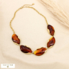 Collier acier inoxydable résine marbrée 0125594 cognac