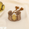 Bracelet coulissant acier cœur cristal polyester 0226623 marron