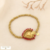 Bracelet élastique acier cristal tissé cœur sacré 0226573 rouge bordeaux